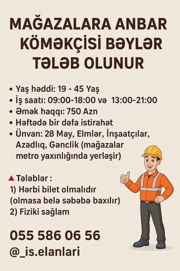 Qablaşdırıcılar: Yükvuran fəhlə tələb olunur, 18-29 yaş, Təcrübəsiz, Aylıq ödəniş — 1