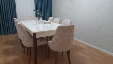 Qonaq otağı üçün, Yeni, Açılan, Dördbucaq masa, 8 stul