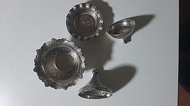 Gümüş rəngli, əl işləməli metal şirniyyat/çerez qabları dəsti - Dəst — 2