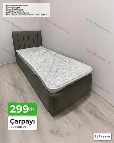 Tek nəfərlik çarpayı – 90×200 sm - Mexanizm: Açılmayan, bazasız - lalafo.az -da Tek nəfərlik çarpayı – 90×200 sm - Mexanizm: Açılmayan, bazasız -