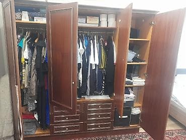 4 qapılı, Siyirməli, Qəhvəyi, Taxta, Açılan, Düz dolab