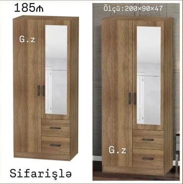 Düz dolab, Yataq otağı üçün, Paltar üçün, Açılan, Korpuslu, 2 qapılı