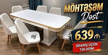 perla stol stul desti: Möhtəşəm Dəst – 639 ₼ - Yemək otağı üçün zərif masa və 6 ədəd stuldan — 1