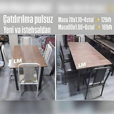 kafe stol stul: Bağ mətbəx və eyvanlarınız üçün Masa dəstləri Masa + 4 Stul: 129 ₼ — 1