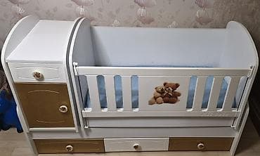 Uşaq mebeli: Oğlan və qız üçün, Dördbucaq, Beşik, Matras ilə — 2