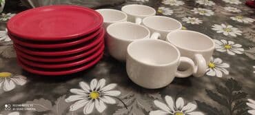 kahla made in gdr: Qəhvə dəsti, rəng - Qırmızı, Keramika, 6 nəfərlik — 1