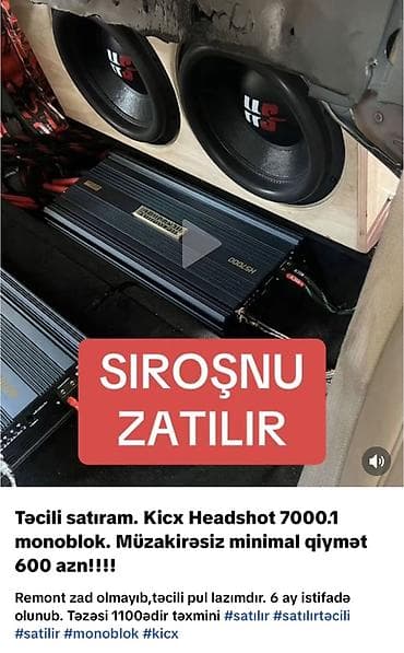 platin qiymeti 2023: Kicx Headshot 7000.1 monoblok avtomobil gücləndiricisi - Model: Kicx — 1