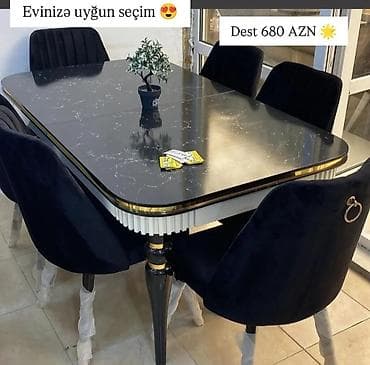 Qonaq otağı üçün, Yeni, Açılan, Dördbucaq masa, 6 stul