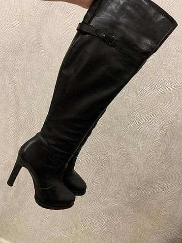 deri gödekceler: Uzunboğaz, Ölçü: 38, rəng - Qara, İşlənmiş — 2