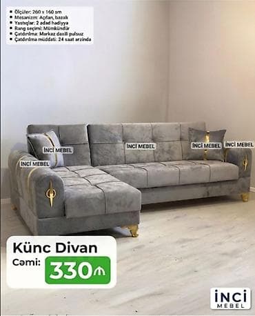 Künc divan, Yeni, Açılan, Bazalı, Parça, Şəhərdaxili pulsuz çatdırılma