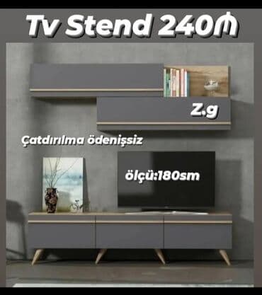 Düz TV altlığı, Polkalı, Laminat