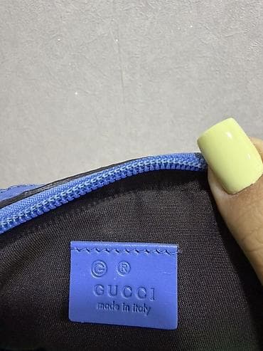 gucci sumka: GUCCI mavi rəngli kosmetik/aksesuar çantası - Material: Yumşaq — 2