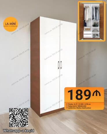 kecə: Açılan, 2 qapılı Düz dolab, Qarderob, paltar dolabı — 1