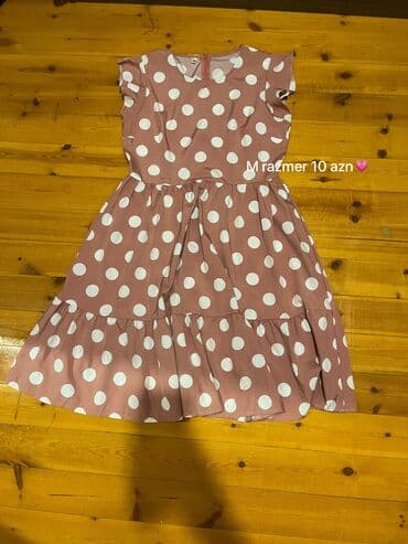 Qadın şalvarları: M ölçü polka-nöqtəli don - Rəng: toz pembe fon, ağ iri xallı - Ölçü — 1