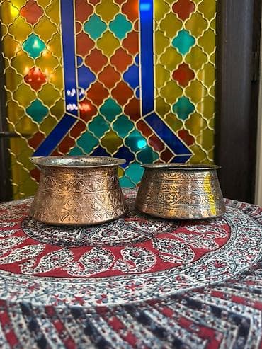 qedim kasa: Misdən hazırlanmış əl işi samovar/qəndil tipli su qabı dəsti isteyen — 6