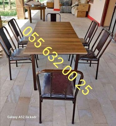 bağça üçün: Yeni, Kvadrat masa, Açılmayan, Stullar ilə, Dəri — 13