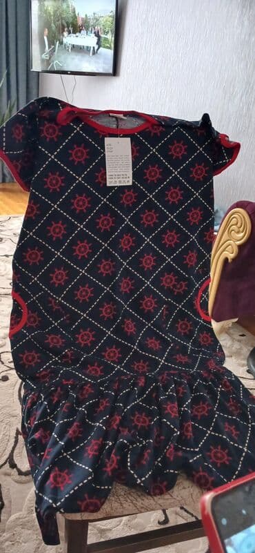 sadə donlar: Qadın paltarı – Wutto Fashion - Model: dəniz temalı printli, qısaqol — 2