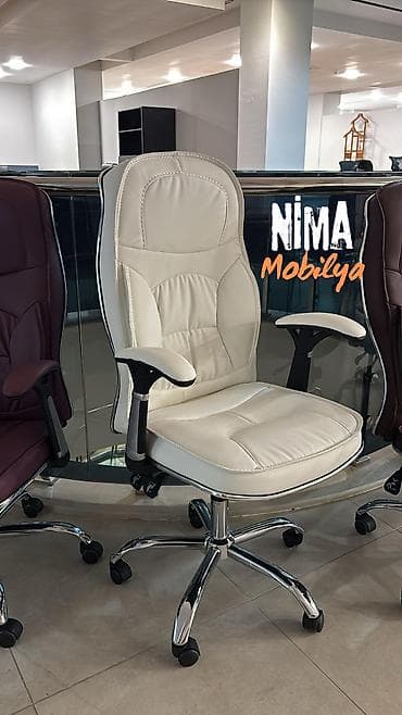 tek stollar: Yeni, Təkərli, Qolları tənzimlənir, Dəri — 10