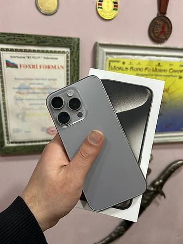 kreditə iphone: IPhone 15 Pro, Natural Titanium, Face ID — 1