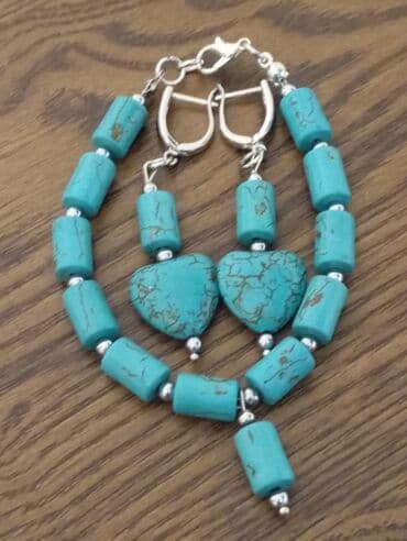 firuzə qaşlı uzuklər: Türkuz daşlardan hazırlanmış zərgərlik dəsti - Dəst tərkibi: 1 ədəd — 1