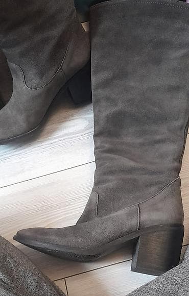 Ботинки и ботильоны: Сапоги, Размер: 39, цвет - Серый, Б/у — 1