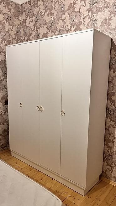 Yeni, 4 qapılı, Güzgülü, Ağ, Digər material, Açılan, Düz dolab