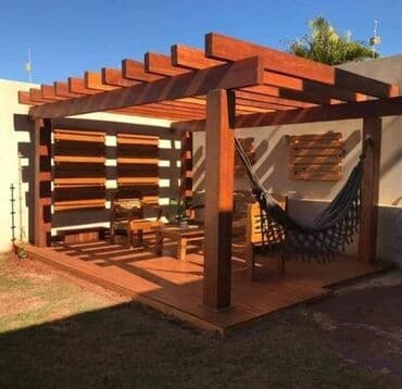 faizsiz kreditle mebeller: Taxta konstruksiyalı pergola açıq havada istirahət sahələri üçün ideal — 3