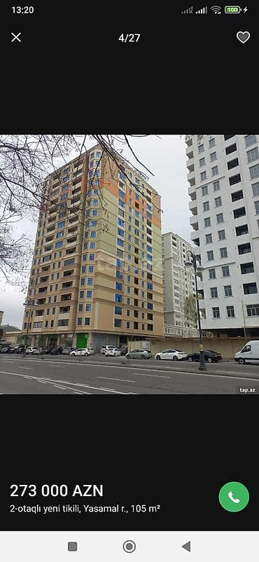 2 otaqlı, Yeni tikili, 105 kv. m