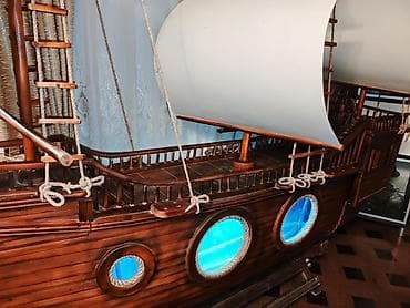 Velosiped aksesuarları: Böyük dekorativ yelkənli gəmi maketi - Material: təbii ağac — 3