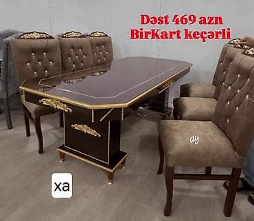 masa ortusu: Yemək otağı dəsti - Dəst tərkibi: uzunsov formalı masa + 6 ədəd stul — 1