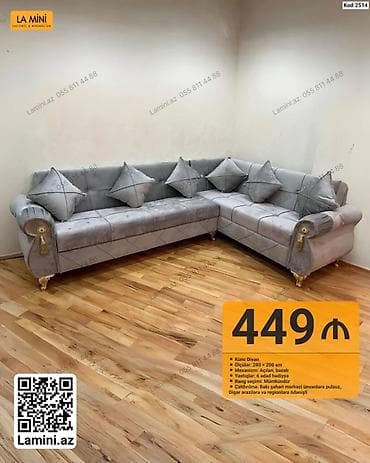 kreditle kunc divanlar: Məhsul: Künc divan (Kod: 2514) Xüsusiyyətlər: - Ölçülər: 280 × 200 sm — 1