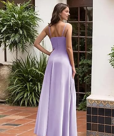 Личные вещи: Zərif bənövşəyi rəngdə uzun ziyafət/nikah mərasimi donu - Model — 2