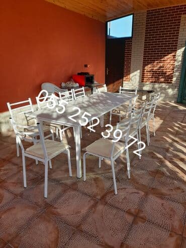 stol və stul dəstləri: Yeni, Dördbucaq masa, 10 stul, Açılmayan, Stullar ilə, Taxta, Azərbaycan — 2