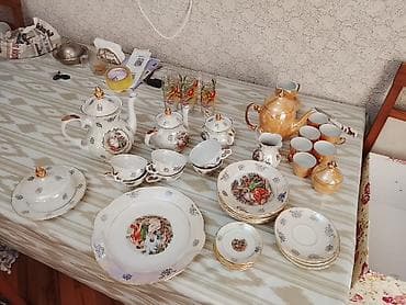 Çay dəsti, rəng - Qızılı, Farfor, 6 nəfərlik, Almaniya