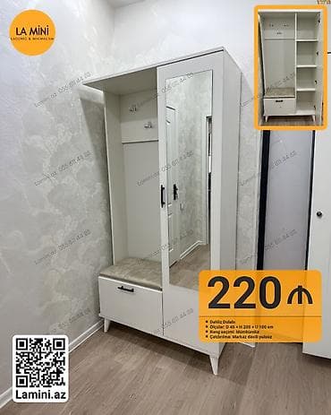 mini dolablar: 1 qapı, Güzgülü, Ağ, Digər material, Açılan, Düz dolab — 1