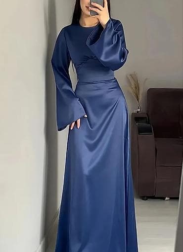 TECİLİ SATİLİR.Qadınlar üçün zərif maxi don – tünd göy - Model: Uzun