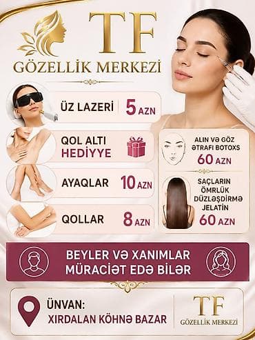 TF Gözəllik Mərkəzi – xidmətlər - Üz lazeri epilyasiyası: 5 AZN - Qol