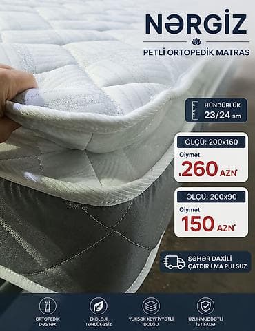 dest: Nərgiz petli ortopedik matras - Hündürlük: 23/24 sm - Ölçülər: - — 1