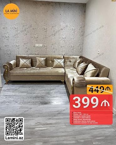 divan ustu ortuk: Künc divan, Açılan, Bazalı, Vеlur parça, Şəhərdaxili pulsuz çatdırılma — 1