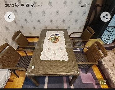 Balkon üçün, Yeni, Açılmayan, Dördbucaq masa, 6 stul — 2