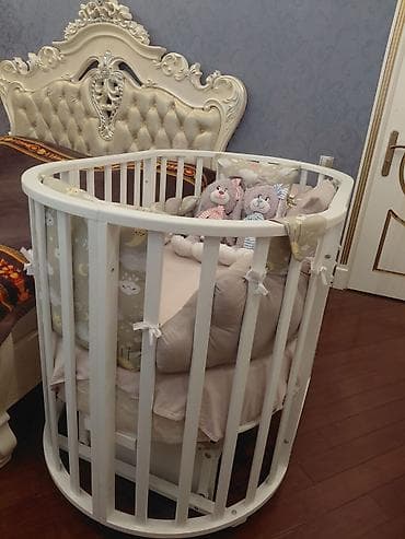 2 mərtəbəli carpayı: Oğlan və qız üçün, Yumru, Beşik, Dəst ilə, Matrassız, Yellənmə mexanizmsiz — 2