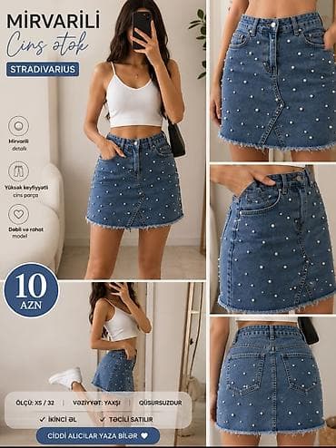 Ətəklər: Mini Ətək, Stradivarius, Cins, XS — 1