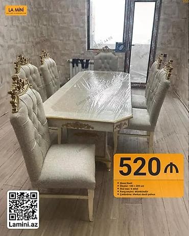 Qonaq otağı üçün, Açılmayan, Dördbucaq masa, 6 stul — 1