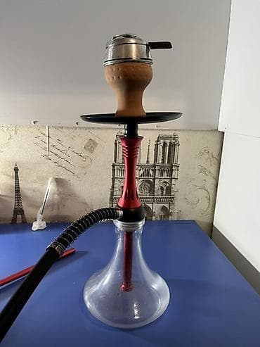 elekdron qəlyan: Ideal Qəlyan - Kompakt stolüstü nargilə: şəffaf şüşə kolba, qırmızı — 1