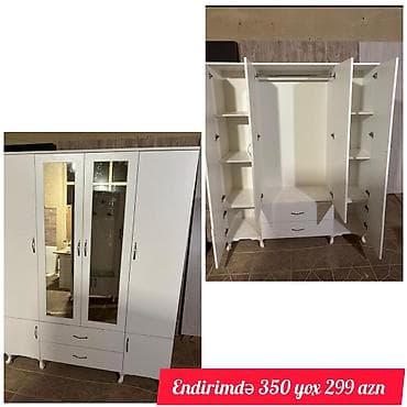acilan stol: Yeni, 4 qapılı, Güzgülü, Ağ, Digər material, Açılan, Düz dolab — 1