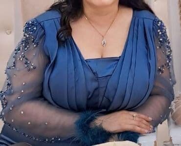 cins paltar modelleri: Göy atlas ziyafət donu satılır. Xanım artıq çəki verdiyinə görə paltar — 3