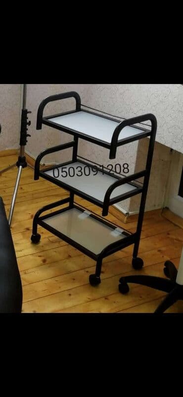8 mart hədiyyələri: Etejerka Şüşəli üç mərtəbə Daşıyıcı Katalka Tibbi təkərli daşıyıcı — 1
