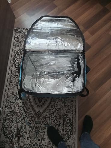 termo corab: İzotermik çatdırılma çantası – mavi rəngdə, kvadrat formalı, bel — 3