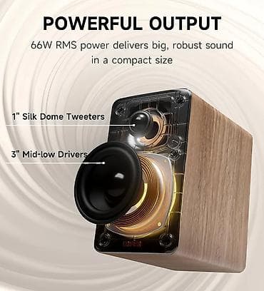 ⚡ Edifier M60 OAK – 66W RMS, Hi-Res Audio, Bluetooth 5.3 ilə Premium — 10