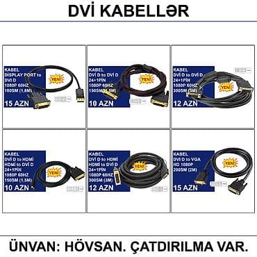 mini ipad: HDMİ DVİ VGA Display Port Type-C USB Kabellər 📍Ünvan: Bakı şəh — 6